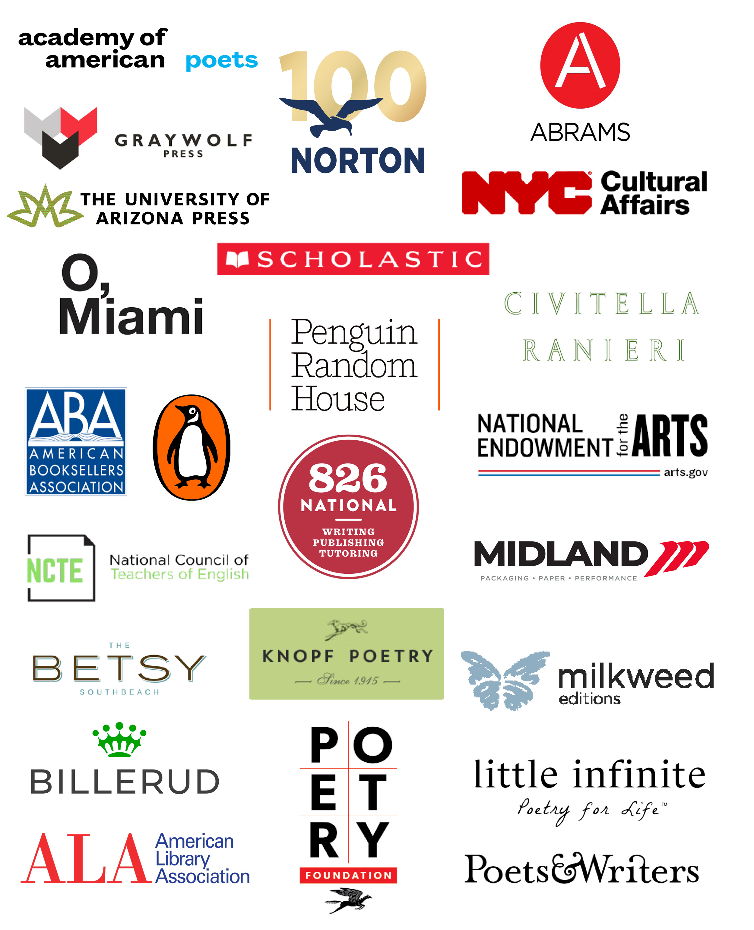 2023 National Poetry Month Sponsors' Logos