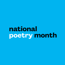 Blue square with National Poetry Month logo 